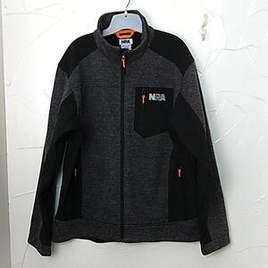 Men's XL NRA Soft Shell Jacket Black‎ & Gray Mock Neck Full Zip